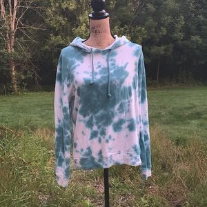 blue and white tie diy hoodie